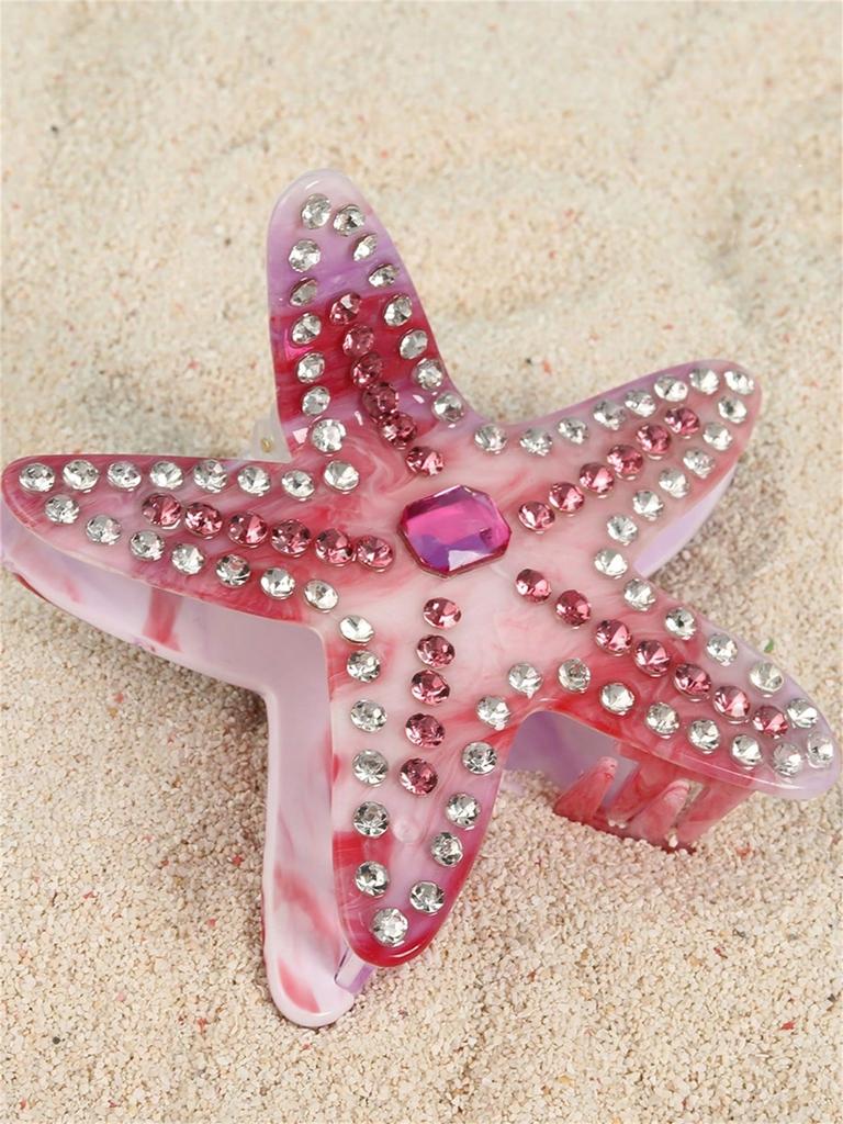 1 New Hairpin Diamond-encrusted Starfish Hair Grab Acetate Shark Clip Temperament Colorful Hairpin Grab Headpiece