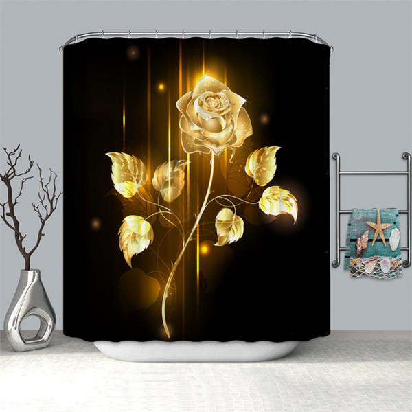 Золотая роза, водонепроницаемая занавеска для душа, комплект унитаза, коврик, нескользящие коврики для ванной, аксессуары для ванной комнаты