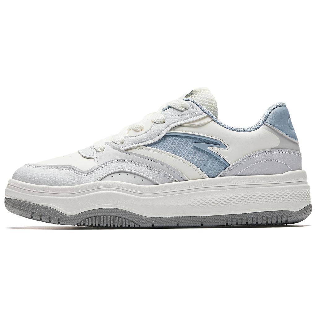 Anta Simple Versatile Wear-Resistant Lightweight Low-Top Skate Shoes Women Sneaker White Gray Blue 922528077-2