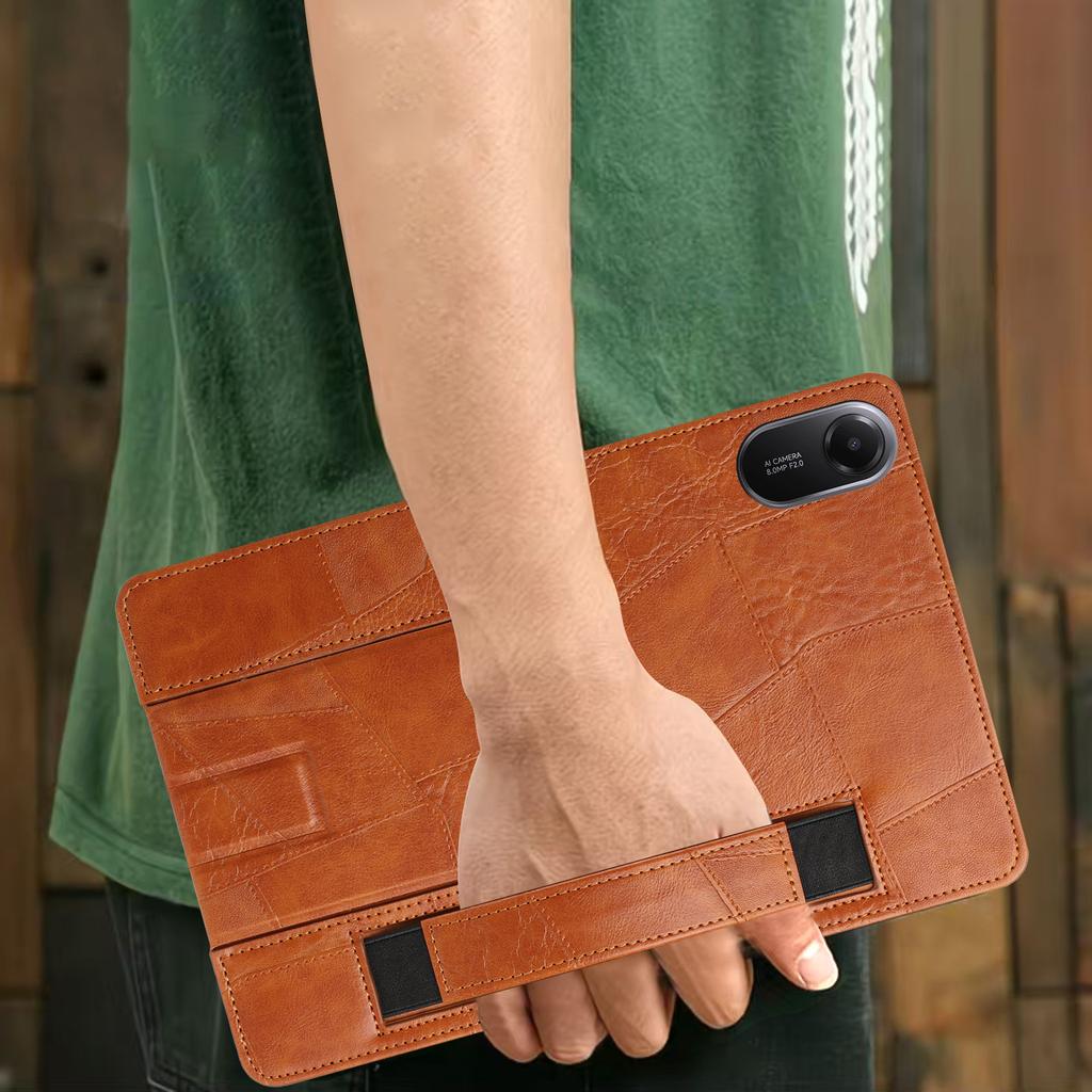 Case For Redmi Pad SE 8.7-inch (2024 model), Retro PU Leather, with Stand and Anti-slip Wristband