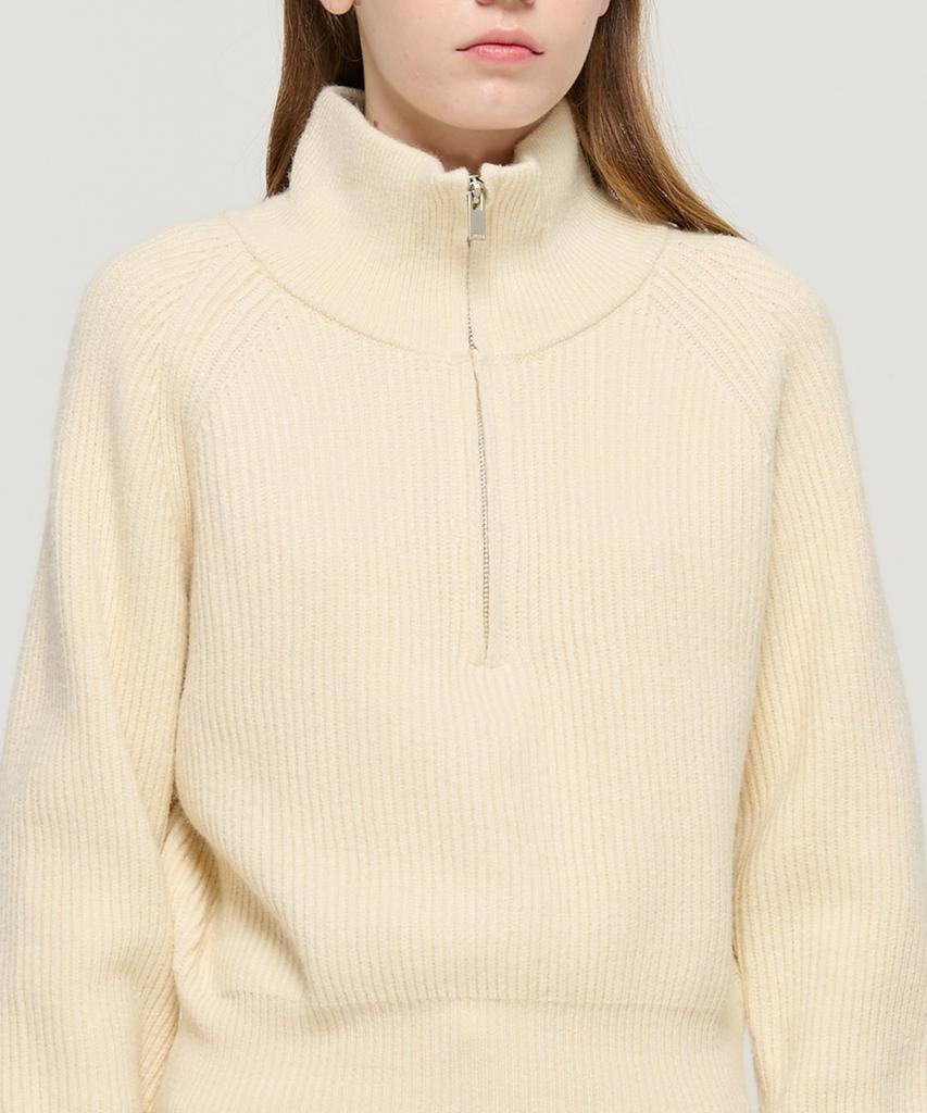 ROIDESROIS Raglan Half-Zip Collar Ribbed Knit (Cream)