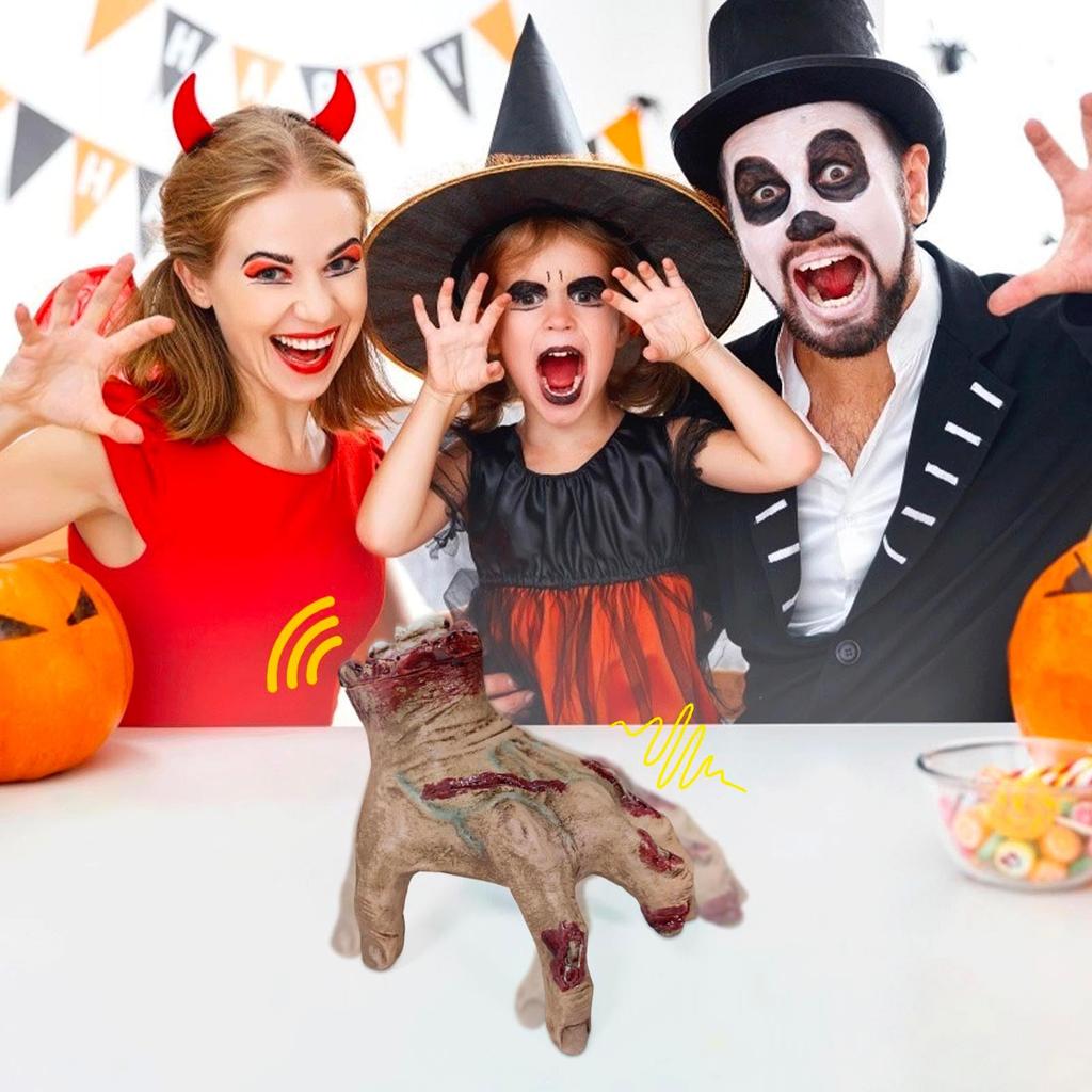 Halloween Animatronics Crawling Hand Decorations, Sound Activated With Creepy Sound, Scary Motion Haunted House Holiday Severed Hand Decor Horror Prop