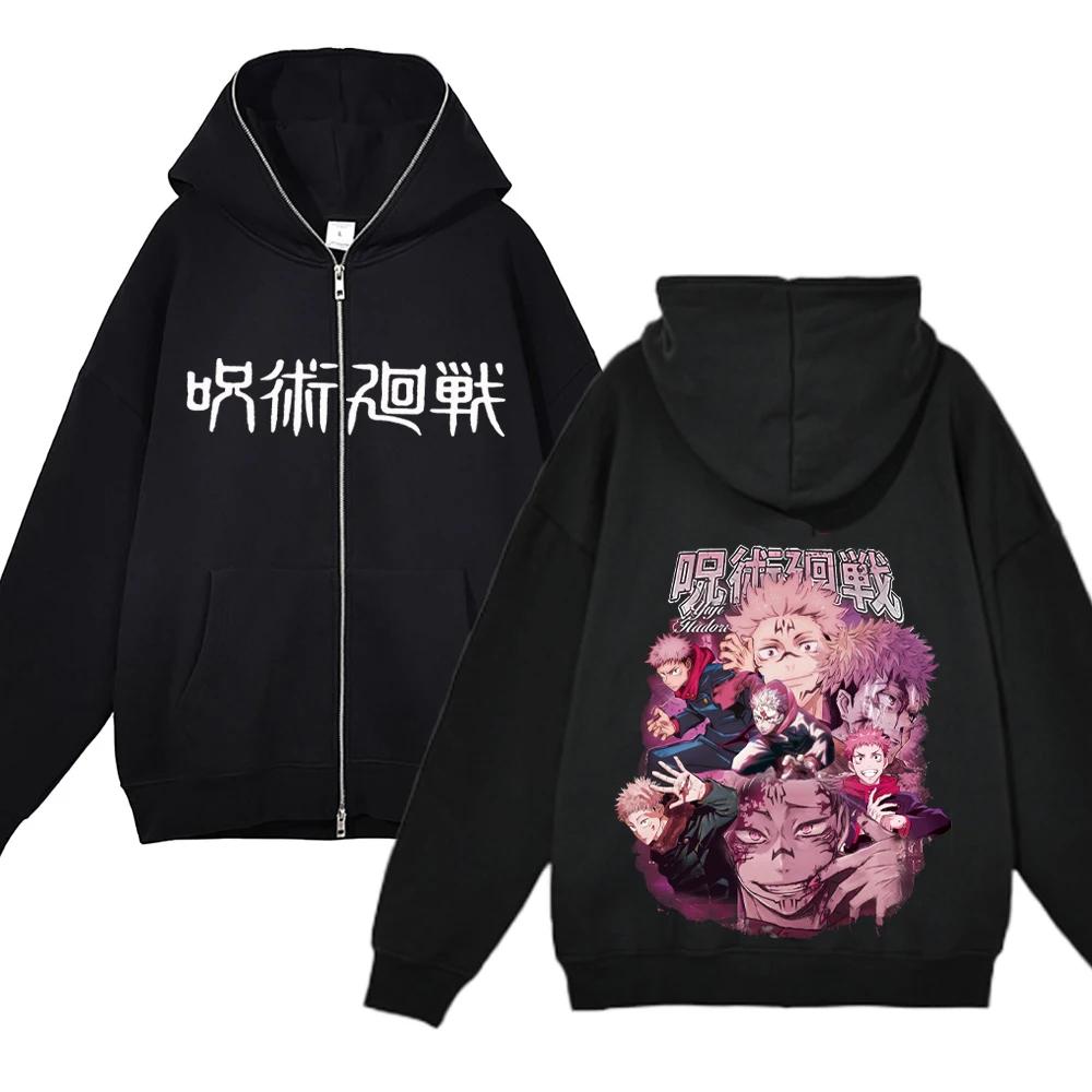 Толстовки с аниме Gojo Satoru Jujutsu Kaisen, куртки на молнии, толстовки Gojo, тонкая флисовая толстовка на молнии, толстовки Y2k, свитера с аниме