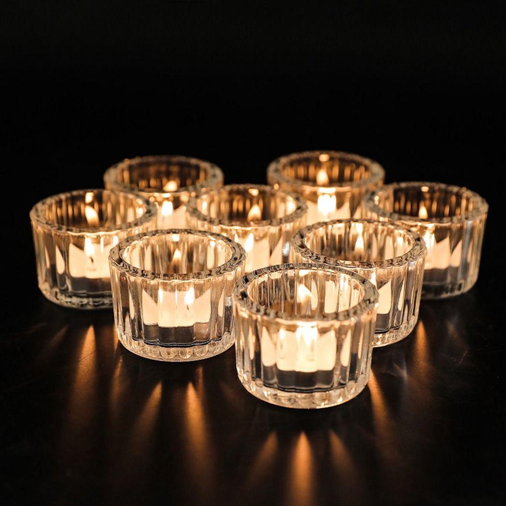 Wedding Glass Clear Creative Tea Light Jars Candlestick Stand Candle Holder Candle Pillar