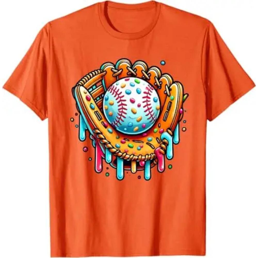 Ice Cream Drip Baseball Stuff Baseball Drip для мальчиков Футболка с графическим принтом Baseball Drip Team Новинка Подарки Y2k Блузки с коротким рукавом
