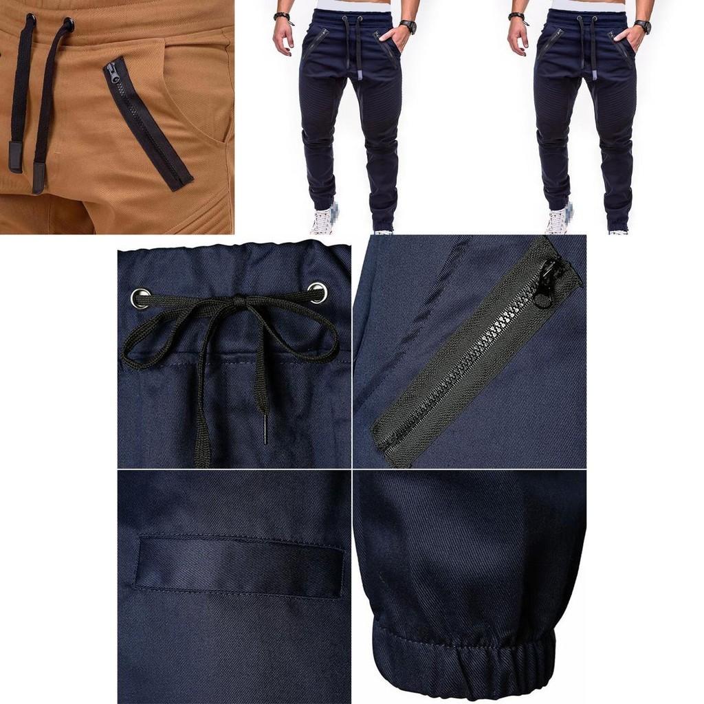 Мужские зауженные брюки с манжетами, регулируемой талией и множеством карманов