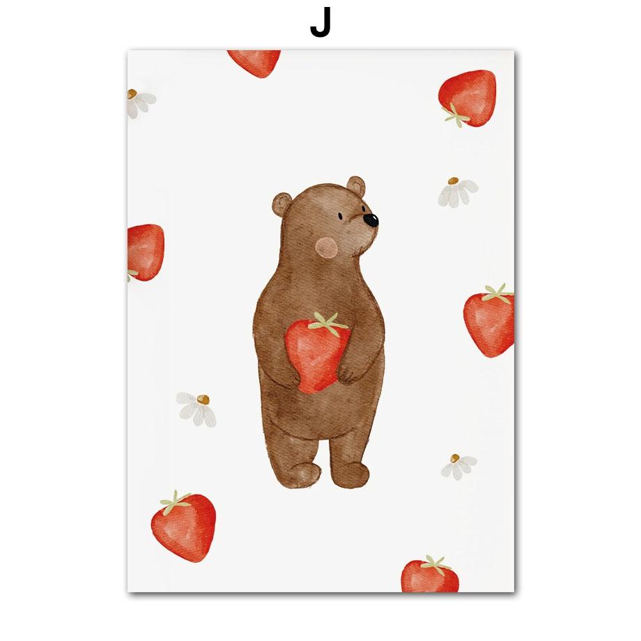 Cute Boho Animal Bear Hedgehog Koala Bee Rabbit Nursery Wall Art Canvas Poster And Prints Baby Kids Room Decor