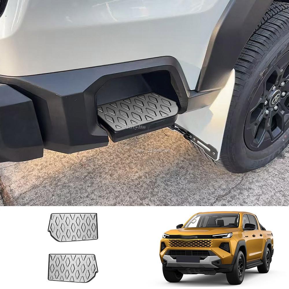 For Toyota Hilux 2026 2027 Stainless Steel Rear Bumper Side Foot Pedal Protector Cover Trim Sill plate bumper strip pedals
