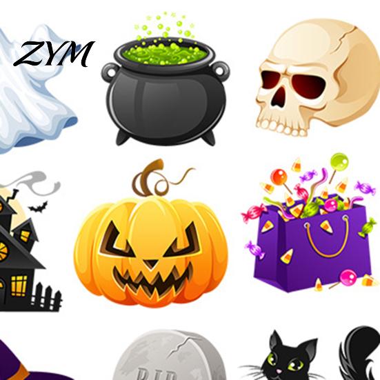 Self Adhesive Ghost Pumpkin Wall Stickers Halloween Stickers, PVC Waterproof Decals for Windows, Classic Ghosts Removable Skeleton Witch Decor