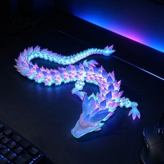 Movable Joint Dragon for Fantasy Lovers 3D Printed Glow in the Dark Fidget Toy, Articulated Non-toxic Plastic Toy Desktop Ornament Kids and