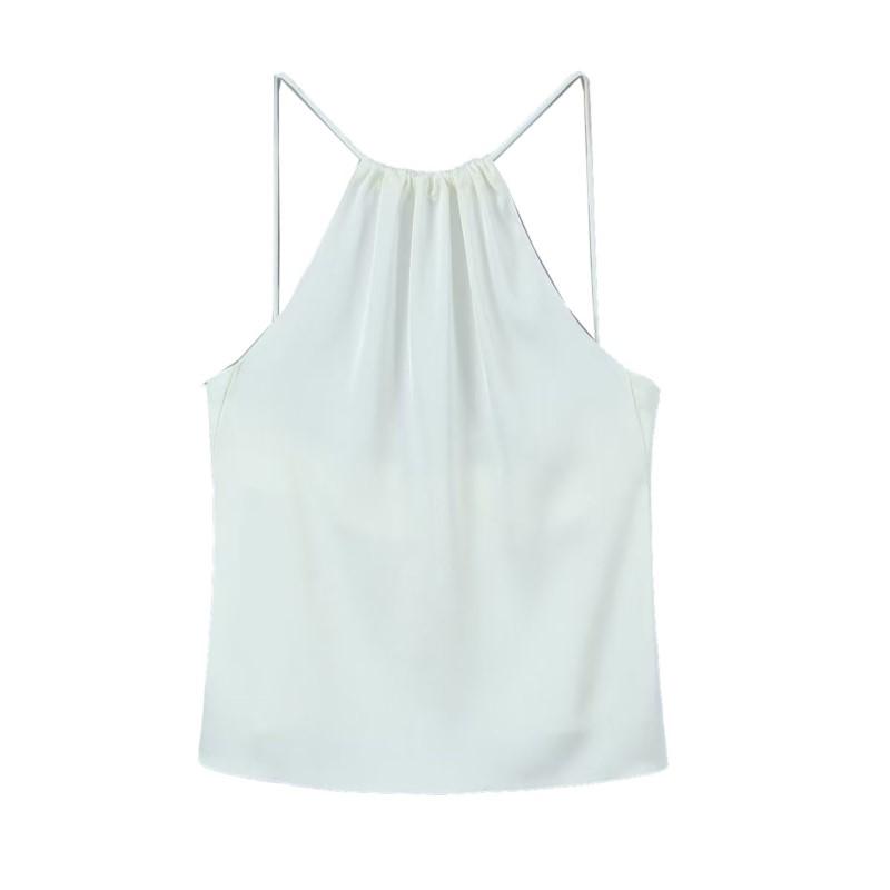 Women Halter Tank Tops Backless Sexy White Shirts Sleeveless Camis