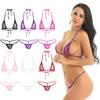 Women's 2 Piece Micro Bikini Set Halter Bra Tops with Panties Brazilian Beachwear Bathing Suit