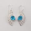 Natural Swiss Blue Topaz Gemstone Silver Earring 1.5" , 925 Sterling Silver Jewelry, Topaz Earring For Gift CE-26-15