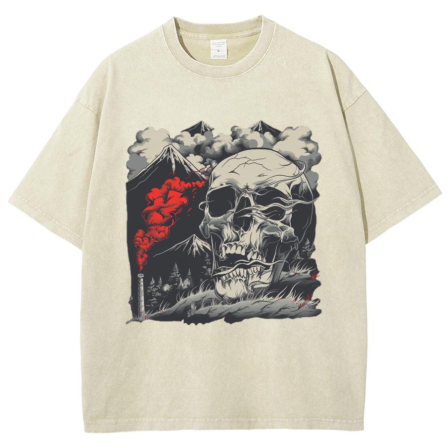 Женская футболка с принтом черепа в стиле High Street Trend, свободного покроя, с коротким рукавом, в американском стиле, винтажный топ