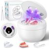 2-in-1 Ultrasonic Denture Cleaner 4 UV Lamps 45kHz 4 Cleaning Modes Digital Display for Household Use Mouthguards Retainers