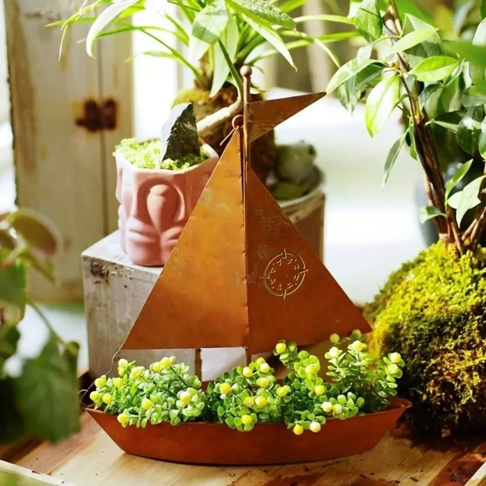 Винтажный морской кашпо в форме лодки, кованый металл, горшки для суккулентов, подоконник дома