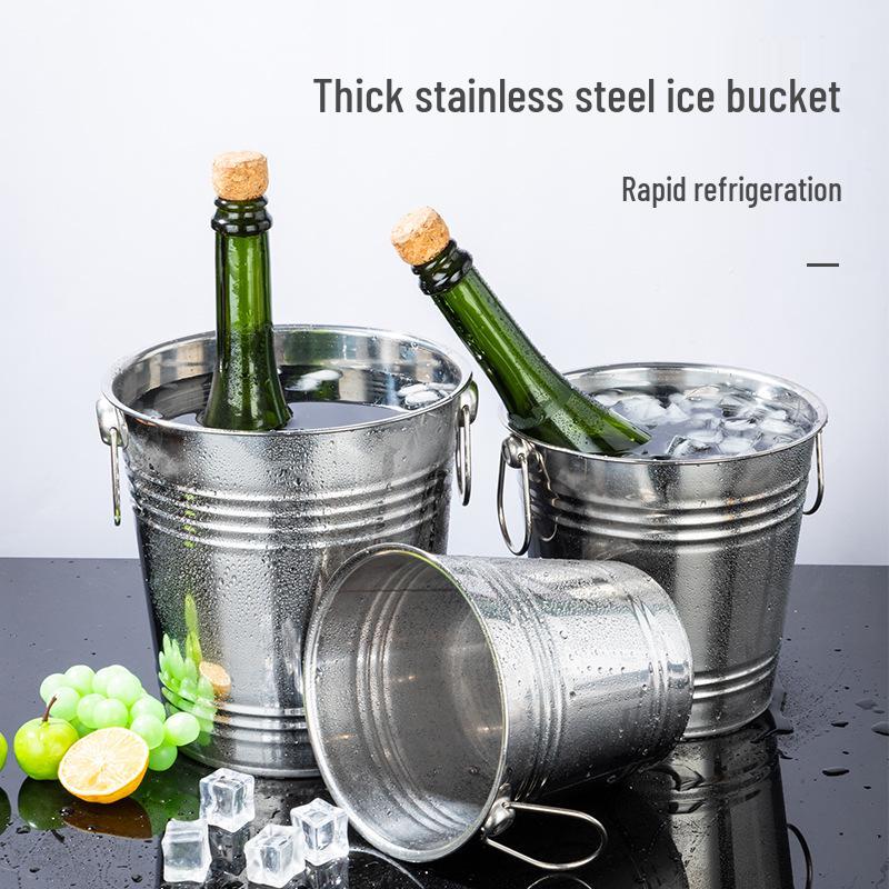Thickened Stainless Steel Ice Bucket for Bars - Ideal for Champagne, Beer, and Wine.