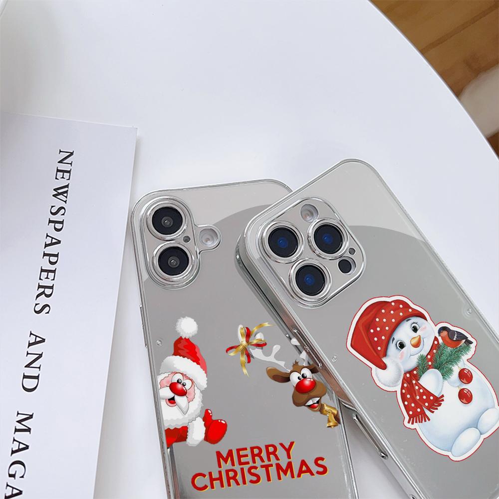 Чехлы для телефонов Ae120 Merry Christmas Santa design из гальванизированного стекла для Samsung S25 Ultra iPhone 11 16 Pro Xiaomi Redmi, полная защита объектива, задняя крышка