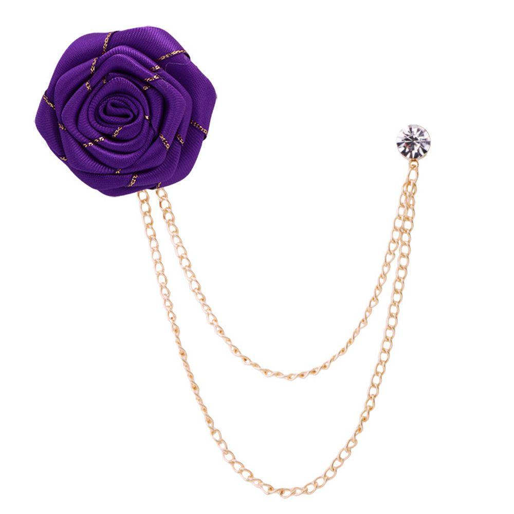 Fashion New Tassel Ribbon Flower Fabric Rose Men Brooch Suit Brooches Lapel Pin Pin