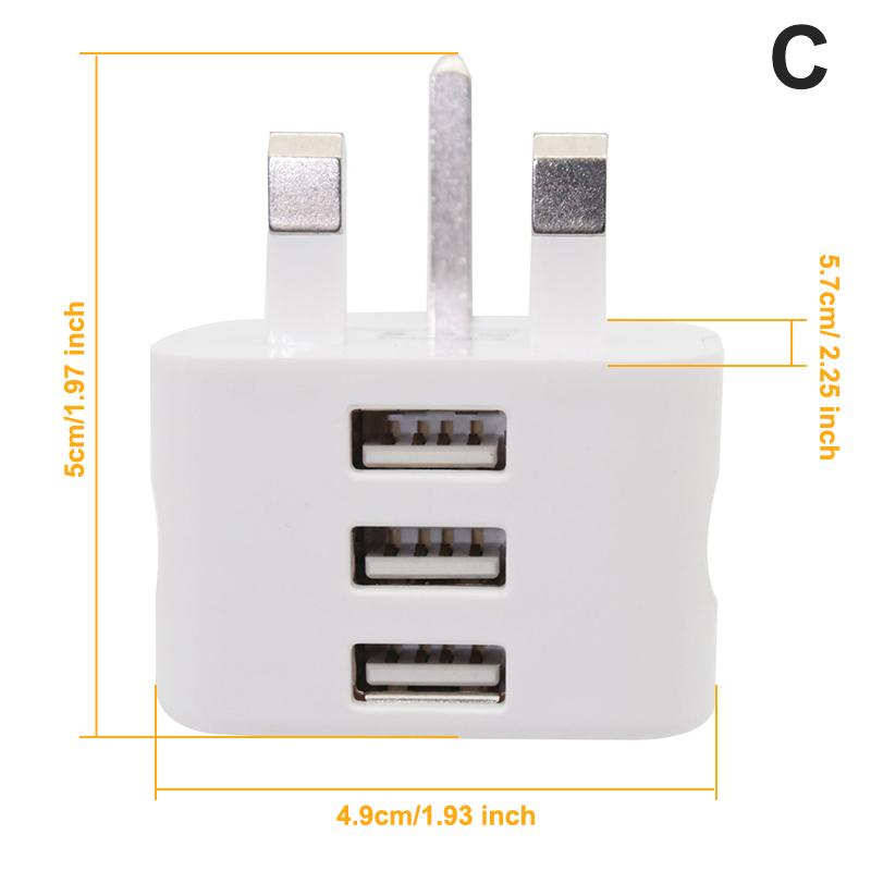 Универсальный адаптер-зарядное устройство с 3-контактной вилкой UK, с 1/2/3 USB-портами для зарядки мобильных телефонов, планшетов, портативное мини-настенное зарядное устройство
