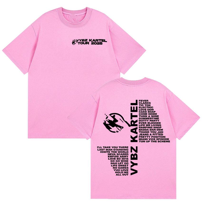 Тур рэпера Vybz Kartel 2025 Футболки с новым альбомом Мужская женская мода Футболка Харадзюку Повседневные футболки с коротким рукавом Хит продаж Уличная одежда