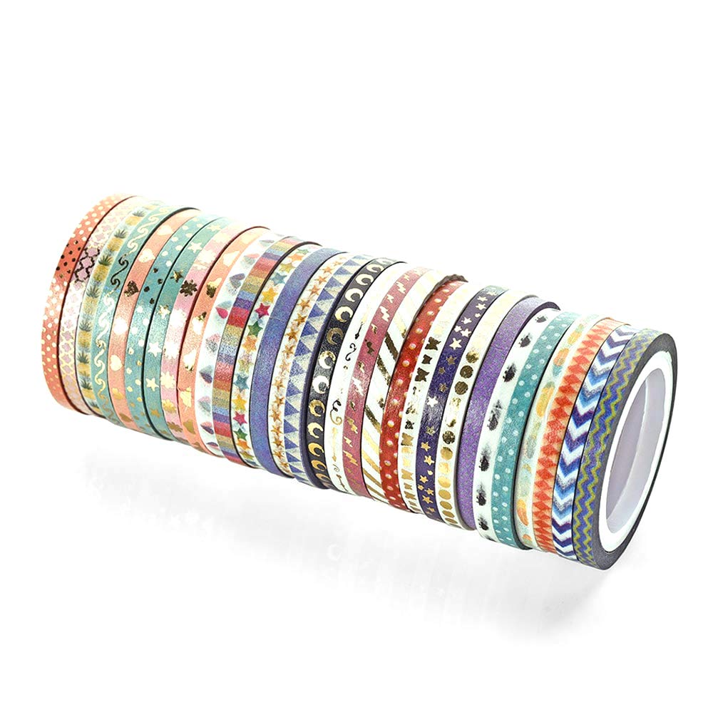 PBM Masking 48 Narrow Christmas Tape, Rolls, 3mm, Bulk, Thin, Wrapping, Gift, Decoration, Design, Colorful, Sparkling,