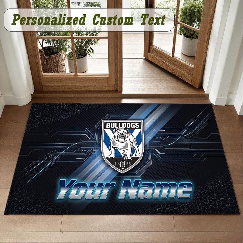 Crystal Velvet Square Rug Custom NameCanterbury-Bankstown Bulldogs Pattern Non Slip Home Floor Decor Rug