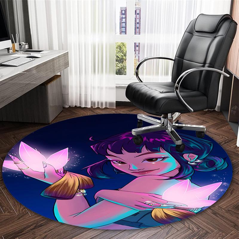 1pc KPop Demon Hunters ZOEY3 Print Round Carpet Chair Round Carpet Suitable for Bedroom Living Room Home Decorative Carpet