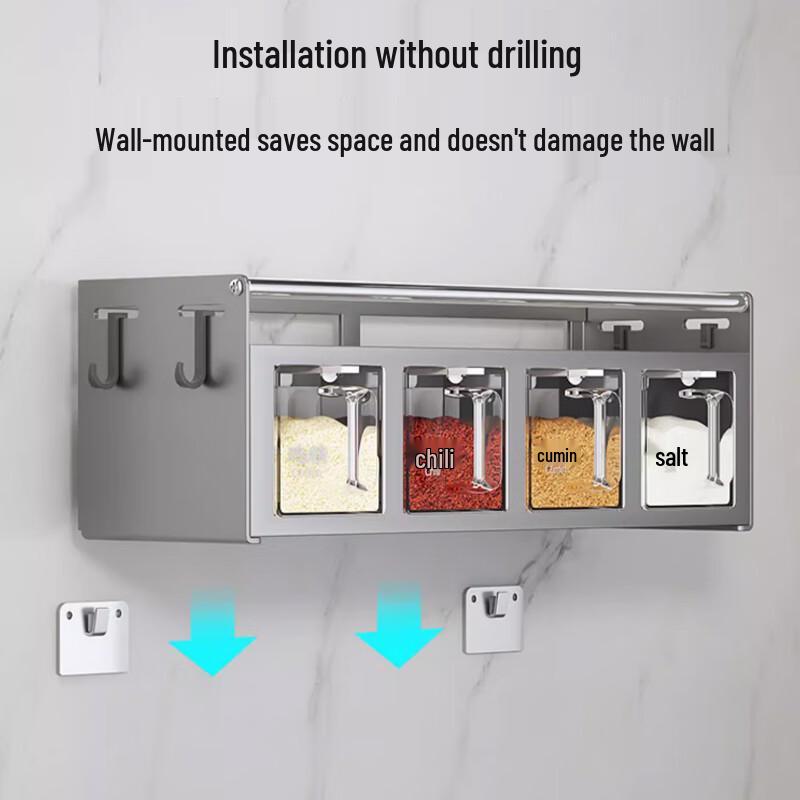 Yingbai Modern Kitchen 4-Grid Spice Organizer Set