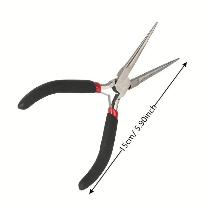 Mini Long Nose Pliers with Flat Round Nose and Cutter for DIY Jewelry Craft, Hairpin Making, Wire Bending Repair - Rust-Proof
