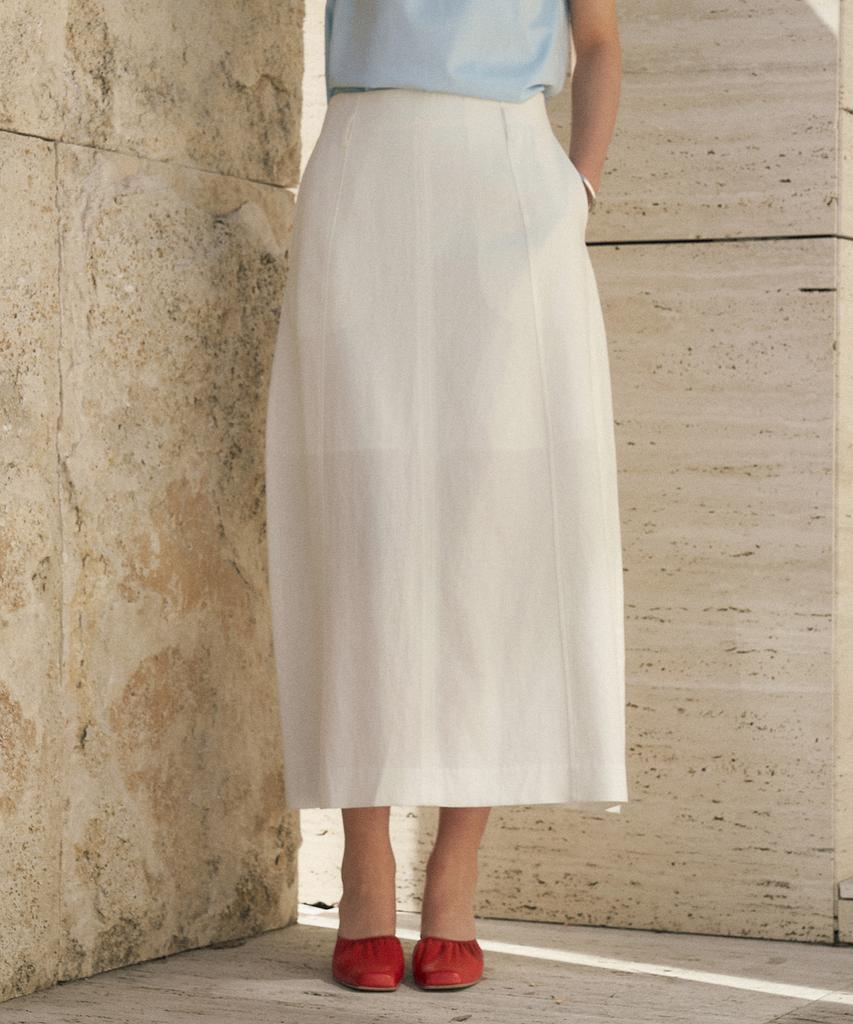 Siyajyu Sist9065 Цветочная льняная юбка_Слоновая кость