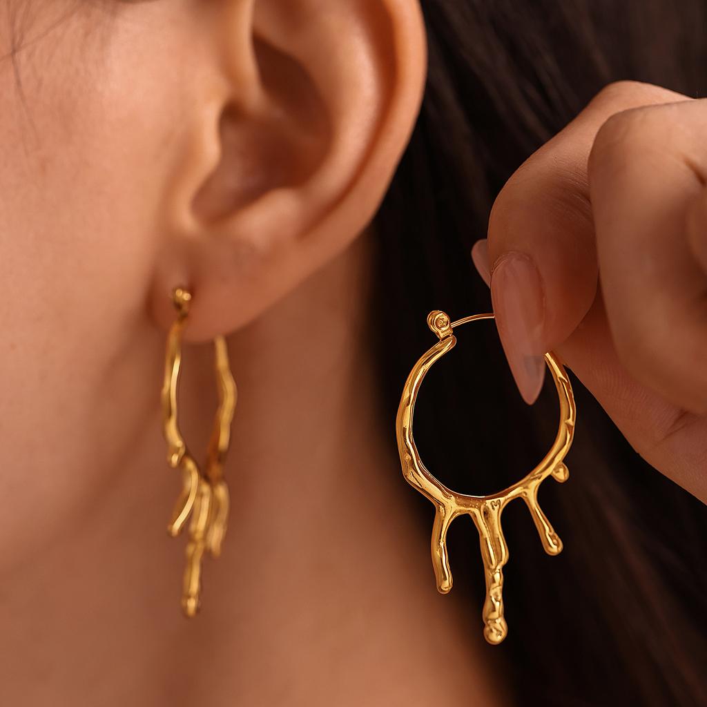 Round Stainless Steel Large Earrings for Women Hip-Hop New Female Hoop Earrings Luxury Zircon Girlfriend Gift Wholesale