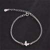 925 Sterling Silver Double Layer Crystal Butterfly Charm Bracelet For Women Bracelet &Bangle Wedding Party Jewelry SL314