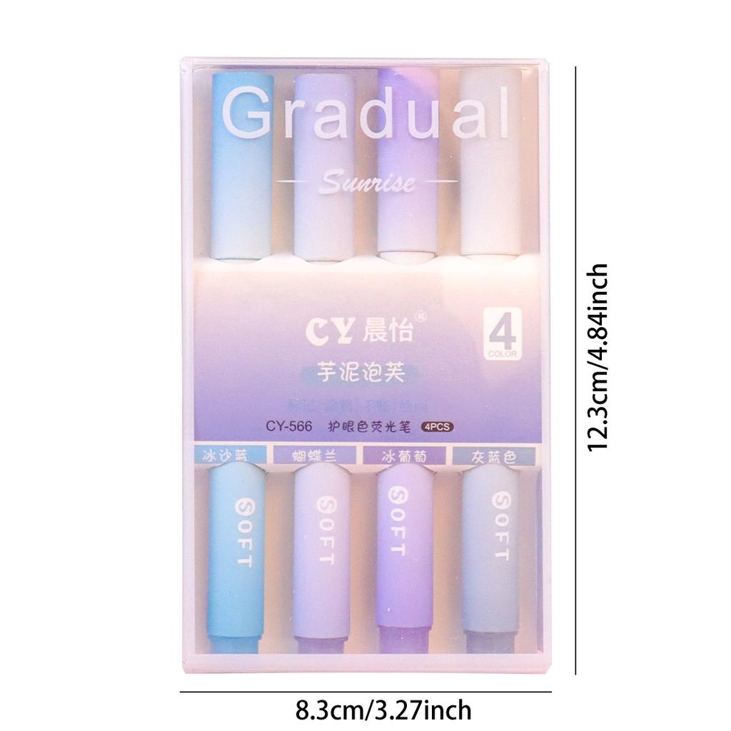 4pcs/Box Highlighter Pen Kawaii Markers Multifunctional Color Graffiti Painting Liner Pen Students School Supplies Stationery