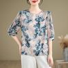 Western Style Short Sleeved T-shirt In Large Size for Middle-aged Elderly Women Spring Summer Chiffon Shirt Top Blouses & Shirts