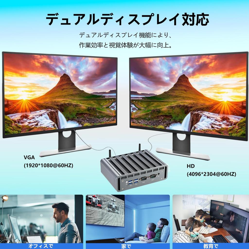 Sharevdi Мини ПК Intel Celeron J6412 8 ГБ DDR4 128 ГБ SSD Промышленный микро ПК Двойной дисплей Поддержка слота SIM Настольный компьютер для 1 M.2 SATA,