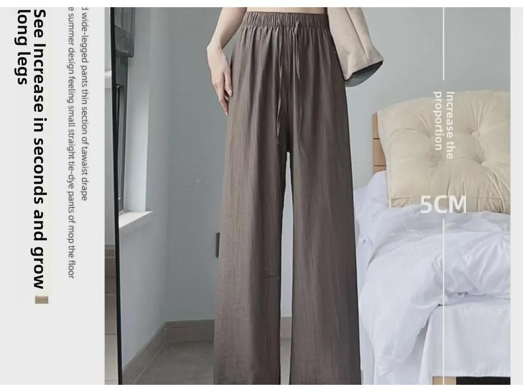 Women's Summer Pleated Zen Wide-Leg Pants - High-Waist, Lightweight, Casual, and Straight-Legged with a Yamamoto Style Draped Design.