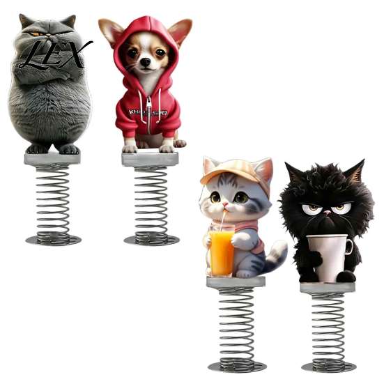Personalized Car Interior Decors Cute Cat/Dog Dashboard Ornaments, 2D Flat Acrylic Decorations Vivid Cartoon Pet Desktop Ornaments with Self Adhesive