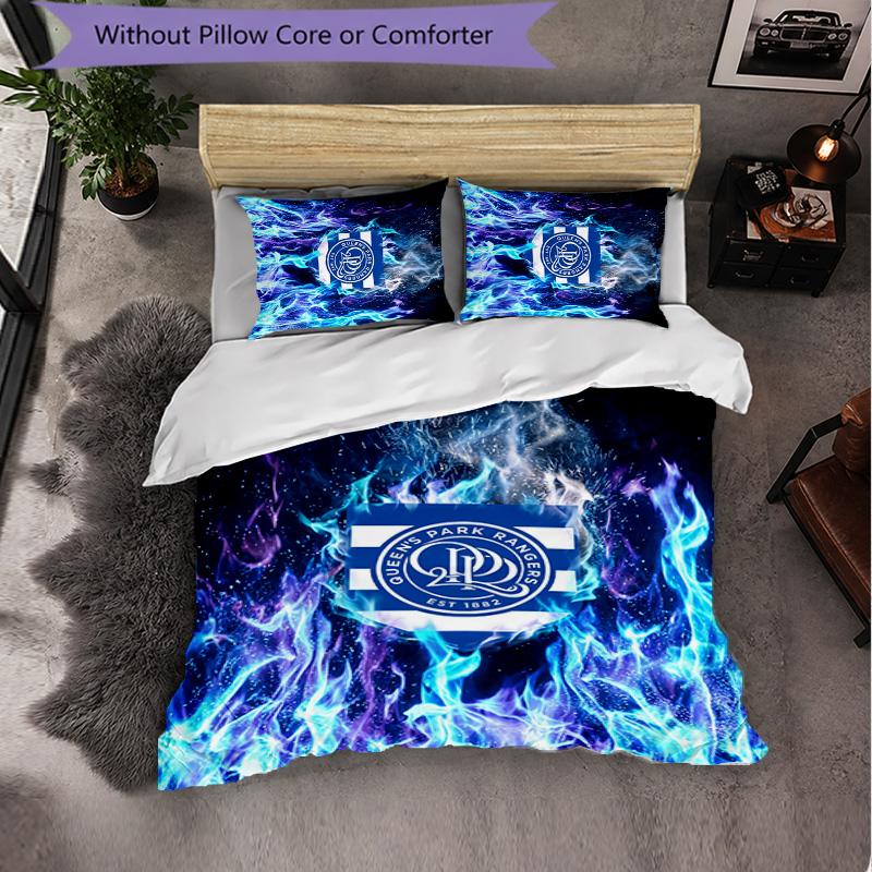Queens Park Rangers Football 3 Piece Bedding Set Soft Duvet Cover Set with Pillowcases Printed Bedroom Decor Set for Home