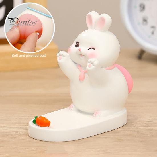 Подставка для мобильного телефона в виде мультяшного животного, свиньи, собаки, кролика, панды, статуэтки из смолы, скульптуры, подставки для мобильных телефонов и планшетов, украшения для рабочего стола