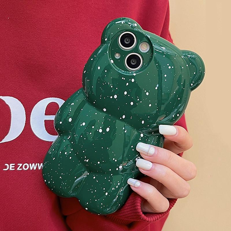 Чехол для телефона с милым 3d медведем из мультфильма для Iphone 14pro Max 12 11 13 Pro Max 11 14 Plus, противоударный силиконовый чехол для защиты объектива, задняя крышка