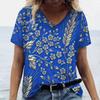 2024 Роскошная женская футболка с 3D принтом цветов и травы, женская трендовая одежда больших размеров, модная рубашка с коротким рукавом, женский топ с v-образным вырезом