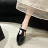 Весна Осень Новые женские мокасины Повседневные туфли с острым носком и неглубоким носком на низком каблуке Черные туфли Мэри Джейн с пряжкой на ремне для женщин