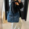 Ретро джинсовая большая сумка женская 2025 новая повседневная вместительная сумка через плечо легкая студенческая сумка-тоут для поездок на работу