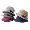 Women's Autumn Winter Woolen Basin Hat Thickened Spring Aautumn Casual Fisherman Hat Thousand Bird Grid Rolled Edge Hat