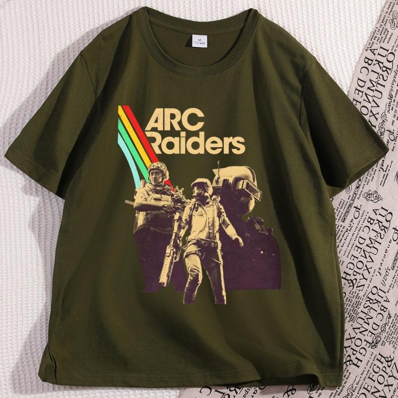 Футболка Arc Raiders Видеоигра Хлопок Графическая футболка С коротким рукавом Круглый вырез Y2K Уличная мода Забавный стиль Футболка Мужская футболка Одежда