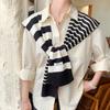 Match Black And White Knitted Striped All-Matching  Decoration Website Red Plus-Sized Neck Protection Shoulder Shawl