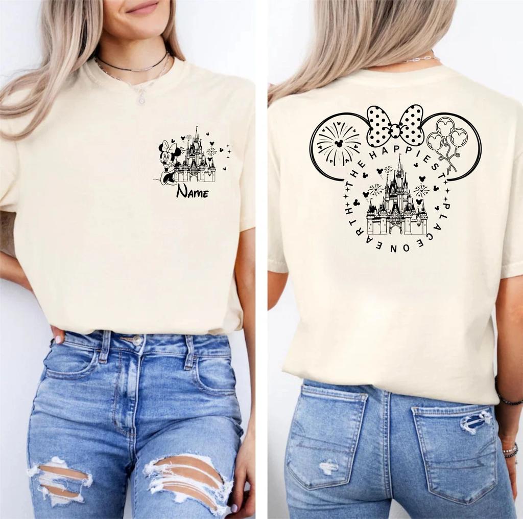 Personalized Disney Castle Couple T-Shirt, Matching Disneyland Vacation Shirt
