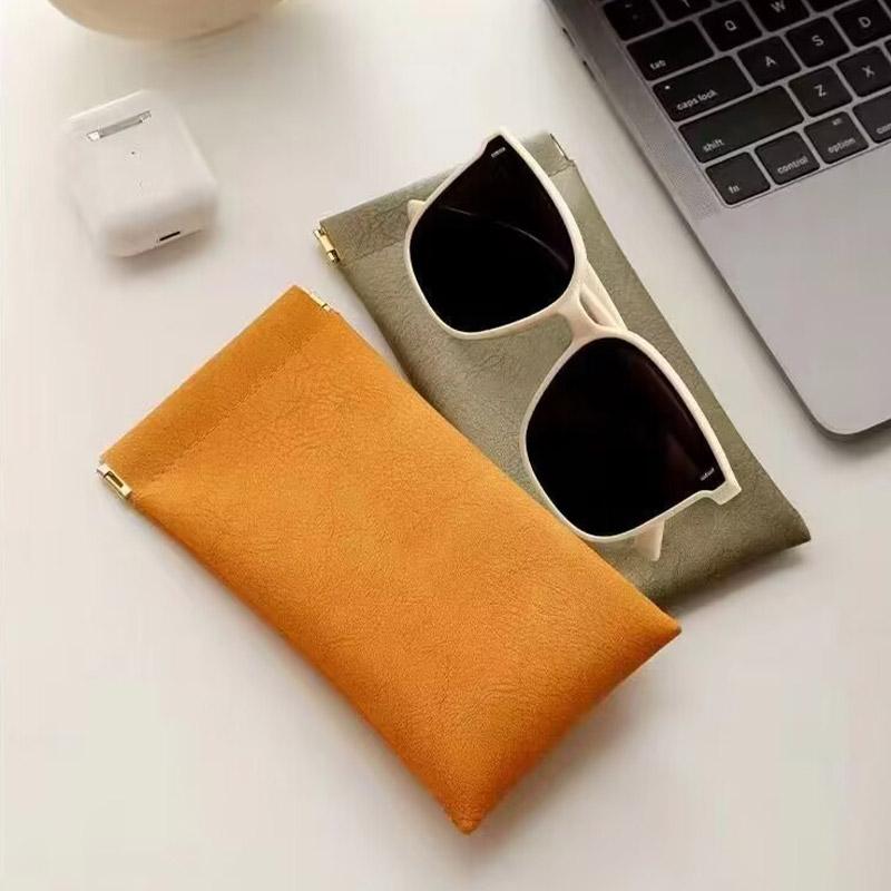 Waterproof Glasses Bag Solid Color Leather Automatic Closed Sunglasses For Men Women Portable Glasses Storage Bags