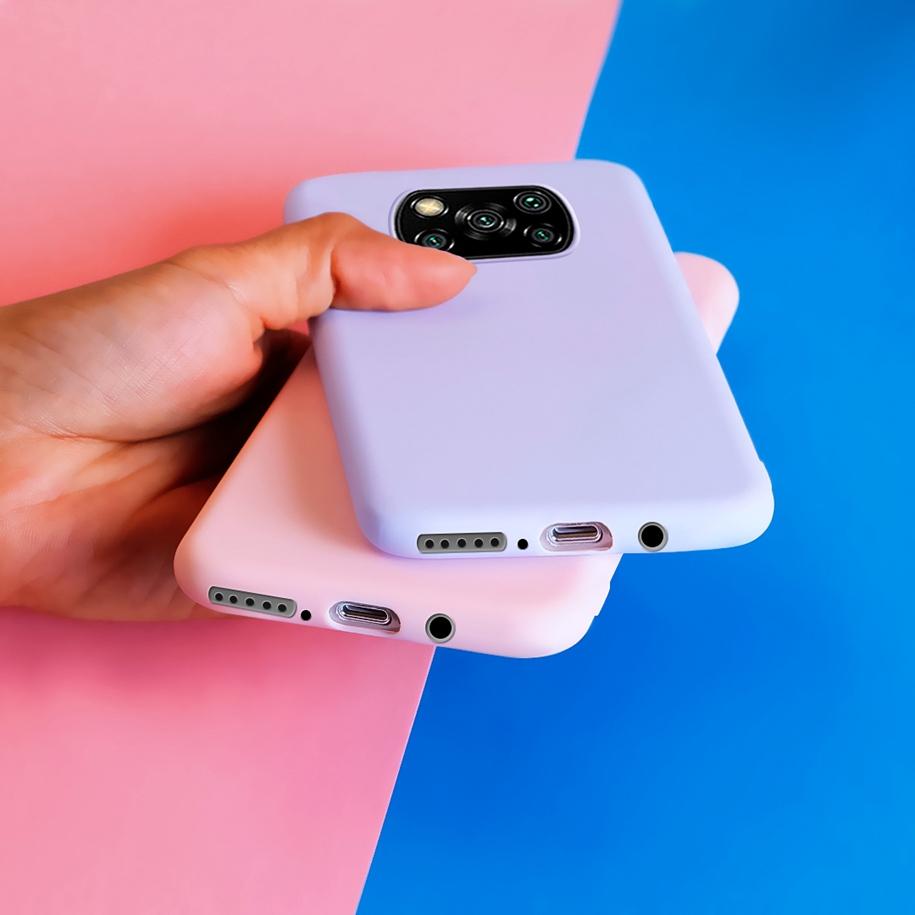 Для Xiaomi Poco X3 Pro Чехол Мягкий Матовый Жидкий Силиконовый Противоударный Бампер Чехлы для Телефонов Для Poco X3 NFC PocoX3 Candy Color Fundas